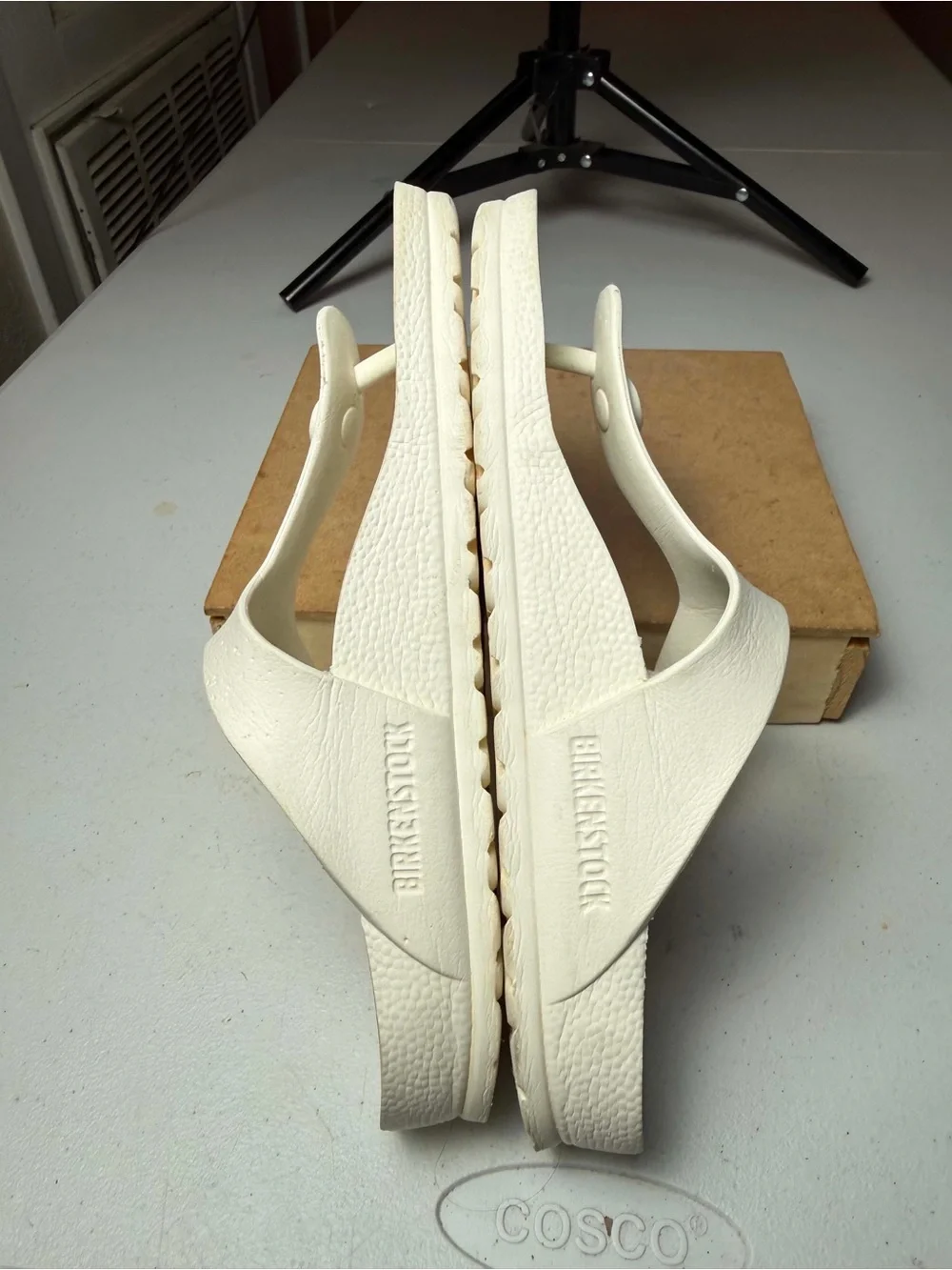 Birkenstock White EVA Thong Sandals with Adjustable Buckle - Picture 4 of 12